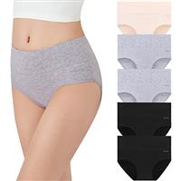 coskefy Underwear Women, High Waisted Cotton Knickers Ladies Full Briefs Soft Panties Slight Tummy Control Pants 5 Pack