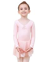 Tancefair Girls Ballet Dress Cotton Ballet Leotard with Chiffon Skirt Short/Long Sleeve Ballerina Outfit Gymnastics Dance Leotard