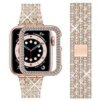 wutwuk Compatible Bling Apple Watch Strap Series 9 8 7 6 5 4 3 2 1 45mm 44mm 42mm 41mm 40mm 38mm,Sparkling Stainless Steel Replacement iWatch Strap pour Apple Watch Series 9 8 7 6 5 4 3 2 1