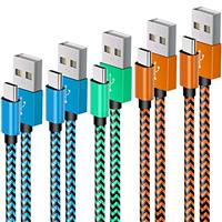 USB C Cable,AWINBOW (5 Pack/2M) USB Type C Fast Charging Cable - Nylon Braided USB C Sync Cable for Galaxy S10/S9/S8+/S8, MacBook, Sony XZ, HTC 10, OnePlus 5T, Huawei P9 etc.