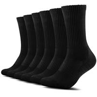TUUHAW 6/12 Pairs Cushioned Sports Socks for Men and Women Athletic Crew Socks Cotton Wicking Walking Socks for Outdoor Work Hiking Trainer