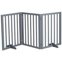 The Fellie Wooden Foldable Dog Gate with Support Feet, Foldable Safety Pet Fence Freestanding Indoor Barrier for House, Doorway, Stairs, 3 Panels(139x60.5cm, White)