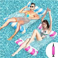 Ousinby Pool Float Hammock 2 pack inflatable hammock Inflatable Pool Bed Swimming Pool Hammock Floating Chair Bed Raft Recliner Float Lounger Float Hammock with Infloator Pump for Adults Kids