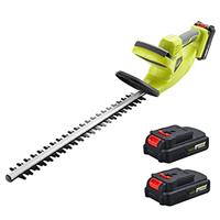 Cordless Hedge Trimmer with Cover, DEWINNER 20V 2 * 2000mAh Lithium ion Battery, Electric Cutter, 65CM Blade, Cutting Length 51cm, 16 mm Tooth Opening Capacity, 1Hr Fast Charger.