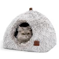 CATISM Cat Bed, Cat Igloo Cave Pet Bed for Dogs Large Indoor Tent Cave Nesting Bed Anti-slip 2-in-1 Triangle Cave House Nest House with Handle Washable Removable Pillow Cushion (White)