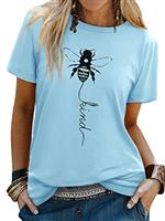 Dresswel Women Bee Kind T-Shirt Ladies Bee Graphic Shirt Crew Neck Short Sleeve Summer Tee Tops