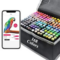 Vokiuler Alocohol Markers Set- Colored Art Markers with APP for Coloring, Dual Tip Artists Drawing Markers Pens Chisel & Bullet for Kids Adult Graffiti Anime Illustration Painting Doodling with Bag