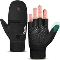 EEFOW Winter Fingerless Gloves for Men & Women: Cold Weather Windproof Warm Waterproof Lightweight Touch Screen Mittens Black S/M/L