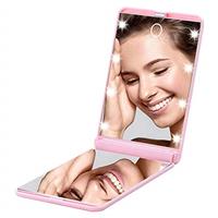 Rantizon Portable Makeup Compact Mirrors p22, Adjustable Brightness Touch Switch Auto Power off 8 LEDs Lighted Mirror 1X & 2X Magnification Gifts for Women Her Teenage Girls Purple, One Size