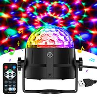 Gobikey Disco Lights, 360Rotation Sound Activated Portable Disco Ball Lights with 4M/13ft USB Power Cable, 3W RGB Party Lights with Remote Control for Kids Birthday/Family Gathering/Party/Home