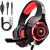 Gaming Headset for PS4 PS5, Over-Ear Headphones with Noise Reduction Mic & LED Light Compatible with Xbox One PC Laptop Mac Moblie