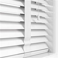 Funky Gadgets Faux Wood Blinds Wooden Grain window Venetian Blind 50mm Horizontal Slats with White Silver/Grey Tape TRIMMABLE, Child Safe