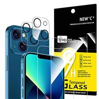 NEW'C 4 Pack, 2 Pack for iPhone 15 Screen Protector (6.1 inch) + 2 Pack Camera Lens Protector, Sensor Protection,Case Friendly Tempered Glass Film