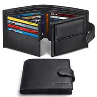 HOCRES Wallets for Mens Muti-Functional RFID Blocking Leather Slim Wallet with 16 Credit Card Holders, 2 Banknote Compartments & 2 ID Window Minimalist Wallets Men with Gift Box