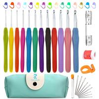 RealPlus Crochet Kits, Crochet Hooks Set for Arthritic Hands, Ergonomic Soft Grip Handles, Large Eye Blunt Needles, Best Gift for Mother, Friends, Sister, Crochet Set