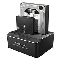 RSHTECH Hard Drive Docking Station USB 3.0 External Hard Drive Dock Aluminum SATA Dual Bay Dock for 2.5/3.5 Inch HDD and SSD,Tool-Free