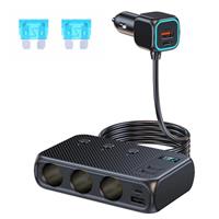 171W 9-in-1 Car Cigarette Lighter Multi Socket, 12V/24V Cigarette Lighter Splitter Fast Charging For iPhone/Samsung & All Car Devices