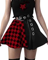 DINGJIUYAN Checkered Gothic Skirt with Waist Belt Women Pleated Plaid Skirts Punk Grunge Mini Skirt Emo Alt Clothes