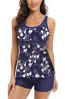AOQUSSQOA Women Floral Halter Tankini Set with Shorts High Waist Sporty Swimsuit Bikini