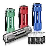 GEARLITE Small LED Torch, 4 Pack Small Torches LED Super Bright with 9 LEDs, Colorful Mini Pocket Torch Flashlight for Kids Adult Camping Hiking Outdoor Gifts, 12 AAA Batteries Pre-Installed