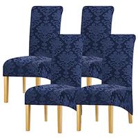 Leorate High Back Chair Covers Set of 4, Stretch Jacquard Chair Slipcovers Large Thick Chair Protector for Dining Kitchen Room Banquet Restaurant Home Decor Camel