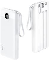 VRURC Power Bank 10000mAh With Built in Cables,USB C Battery Pack Portable Charger with 5 Outputs 2 Inputs Powerbank LED Display compatible with iPhone 16 15 14 Samsung S21 S20 Xiaomi