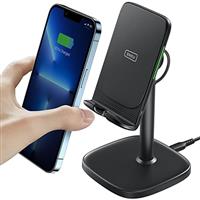 INIU Ergonomic Wireless Charger Stand with Adjustable Viewing Angles, 15W Fast Charging Dock Qi-Certified Phone Charger for Pixel 7a 6 Samsung Galaxy S24 S21 S10 iPhone 15 14 13 12 11 Pro/SE LG.
