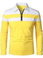 HOOD CREW Mens Casual Long Sleeve Polo Shirts Contrast Color