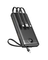 VEEKTOMX Power Bank with Built-in Cables, 20000mAh USB C Portable Charger with 5 Outputs & 2 Inputs and LED Display, External Battery Bank for iPhone 14 13 12/ iPad/Samsung S22/21/20