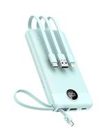 VEEKTOMX Power Bank with Built-in Cables, 10000mAh USB C Portable Charger with 5 Outputs and LED Display, External Battery Bank (Black/Blue/White)