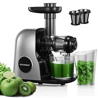 Juicer Machines, HOUSNAT Professional Slow Masticating Juicer Extractor Easy to Clean, Cold Press Juicer with Quiet Motor and Reverse Function for Fruit & Vegetable, Brush & Recipes Included