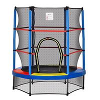 HOMCOM 4.6FT Kids Trampoline for Toddlers Outdoor Indoor w/Enclosure Net, Steel Frame, for Ages 3-6 Years