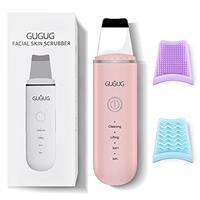 GUGUG Facial Skin Scrubber, Ultrasonic Skin Spatula Face Blackhead Remover Scraper with Four Modes for Deep Cleansing, Portable and Rechargeable Pore Scrubber Include 2 Silicone Covers