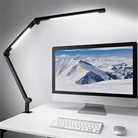 MediAcous LED Desk Lamp, Dual Light Source with Clamp, Dimmable 4 Color Modes & Brightness Swing Arm Eye-Caring Clip-on Architect Lamp Memory Function for Work Study Home Office, Black