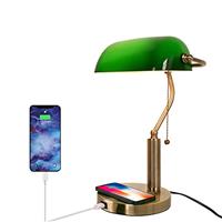 FIRVRE Glass Bankers Desk Lamp