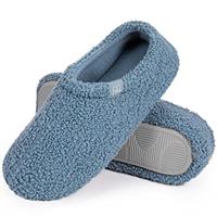 HomeTop Women's Fuzzy Curly Fur Memory Foam Loafer Slippers Bedroom House Shoes with Polar Fleece Lining