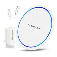 NANAMI Fast Wireless Charger with QC3.0 Adapter, 10W for Samsung Galaxy S21/S20/S10/S9/S8/S7, 7.5W Qi-Certified Charging Pad for iPhone 13/12/11/11 Pro/XS Max/XS/XR/X/8 Plus/8/New Airpods
