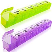 Large Pill Box Organiser, 2pack Weekly Travel Pill Organiser, Pill Boxes 7 Day 2 Times a Day Big Compartments Pill Case 14day XL Medication Tablet Dispenser for Fish Oil Vitamin Holder Supplement