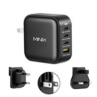MINIX NEO P3 100W Turbo 4-Ports GaN Wall Charger, 3 x USB-C port Fast Charging Adapter(Max 100W/20W)