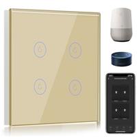 BSEED Smart Light Switch,Compatible with Alexa and Google Home WIFI Touch Switch, Tempered Glass Touch Screen Switches (Neutral Line Need)