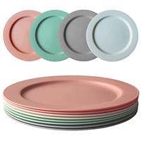 greenandlife 8 Pcs Dinner Plates, 10 inch Reusable Plastic Plates, Dishwasher & Microwave Safe PP Plates, Lightweight & Unbreakable, BPA Free and Healthy for Kids Children Toddler & Adult