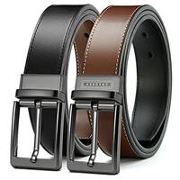 CHAOREN Belts for Men, Reversible Mens Leather Belts 1 3/8" Black & Brown for Trousers, Rotating Buckle for Double-Sided Use