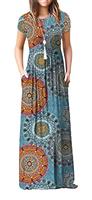 GRECERELLE Womens Maxi Dress Ladies' Summer Casual Short Sleeve Long Dresses with Pocket for Daily, Holiday, Travel, Maternity