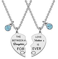 WTOPP 2PCS Heart Blue Diamond Necklace Mother Daughter Gifts