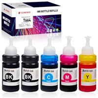 Clywenss 664 Ink Bottle Compatible with Epson T664 664 Printer Ink Refills for EcoTank ET-2650 ET-2600 ET-4500 ET-2550 ET-2500 L355 L555 ET-14000, 5-Pack (2 Black, 1 Cyan, 1 Magenta, 1 Yellow)