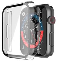 Piuellia 2 Pack Black Hard Case with Tempered Glass Screen Protector Compatible for Apple Watch Series 9 Series 8 Series 7 41mm, Ultra-Thin Shockproof Overall Protective Cover for iWatch