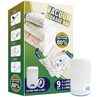 Storage Master Space Saver Bags for Travel and Home Reusable Vacuum Storage Bags Save 80% More Storage Space Work with Vacuum Cleaner