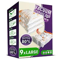 Storage Master Space Saver Bags for Travel and Home Reusable Vacuum Storage Bags Save 80% More Storage Space Work with Vacuum Cleaner