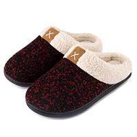 ULTRAIDEAS Ladies' Cozy Memory Foam Slippers Fuzzy Wool-Like Plush Fleece Lined House Shoes w/Indoor, Outdoor Anti-Skid Rubber Sole