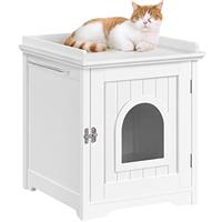 Yaheetech Hidden Cat Litter Box Enclosure, Wooden Cat Litter Cabinet Litter Tray with Raised Edges, Holes & Side Bar for Small Kitty or Medium Cat Use, Bedroom, Bathroom & Living Room